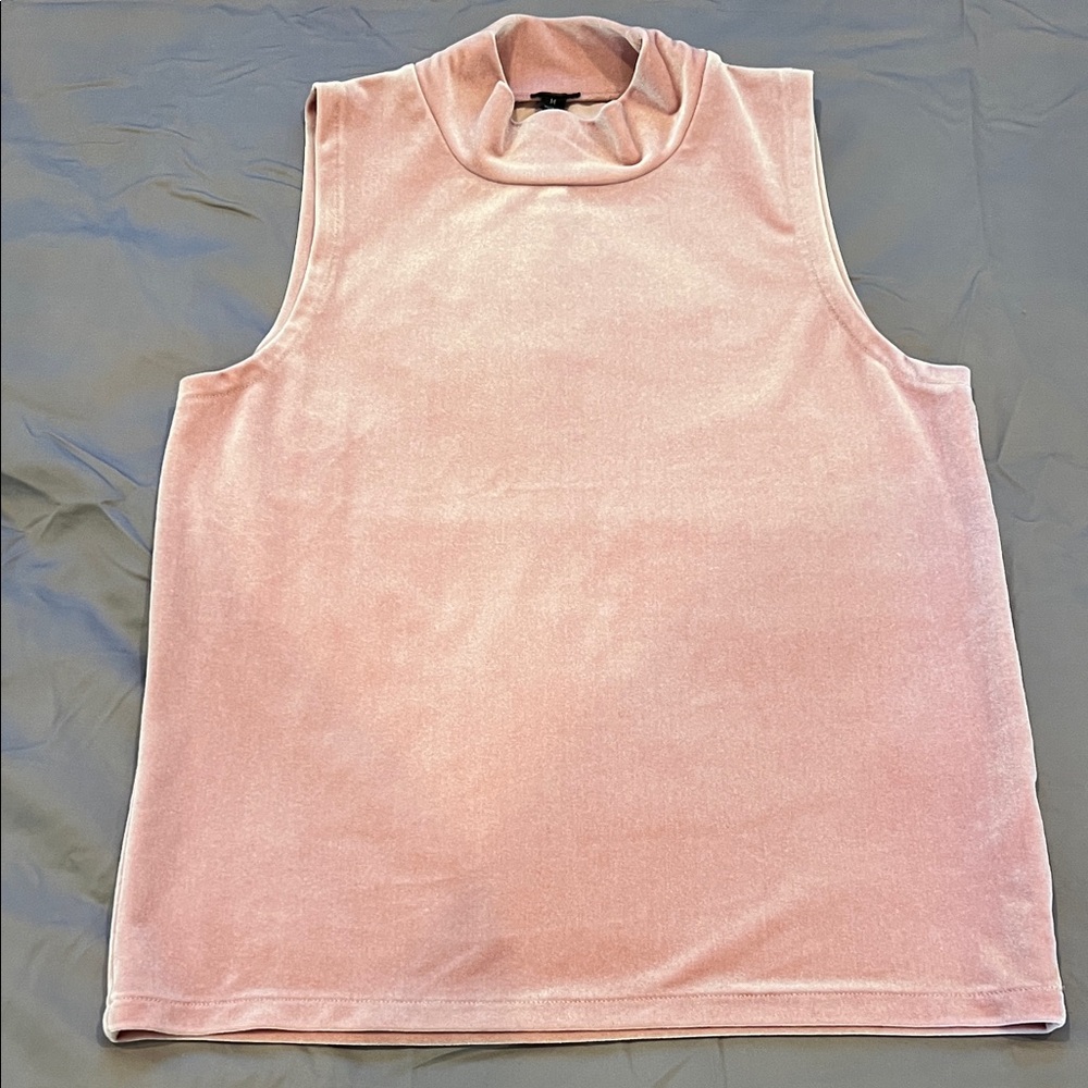 J. Crew Light Pink Velvet Sleeveless Mock Neck Tank Top